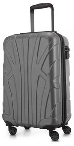 Suitline - Příruční zavazadlo kufr na kolečkách cestovní kufr, kufr na 4 kolečkách, TSA, 55 cm, 34 litrů, 100% ABS matný, stříbrný