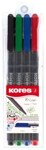 Kores Fineliner "K-Liner" Strichstärke: 0,4 mm 4er Etui