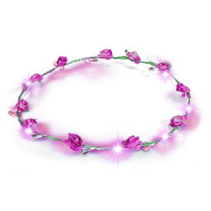 LED Blumenkranz  Haarschmuck   Kranz Haarband Damen  Kopfschmuck für Hochzeit, pink