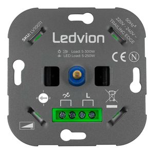 Ledvion LED Dimmer, 5-250 Watt, Universal, Lampe LED, Einbaudimmer, Dimmschalter, Dimmer LED Lampen, Phasenabschnittsdimmer LED, Inkl. Adapter