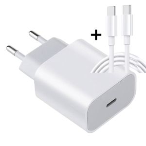 iPhone 15 Pro Max Schnell Ladegerät 20W Charger Netzteil USB C Power Adapter + 1m USB‑C auf USB C Ladekabel Set für Apple, Samsung, Huawei, Xiaomi