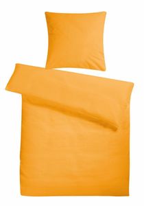 Seersucker Bettwäsche 155x220 Einfarbig Orange Uni gelbe Bettwäsche Sommer Bettbezug 155 x 220 - Bügelfrei