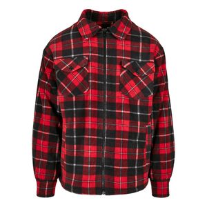 Urban Classics Herren Übergangsjacke Plaid Teddy Lined Shirt Jacket TB3805 Mehrfarbig Red/Black L