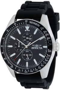 Invicta Aviator 38402 Herren armbanduhr - Quarzuhrwerk - Edelstahl mit schwarzen zifferblat - 45mm