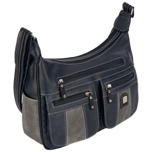 Damen Tasche Schultertasche Umhängetasche Crossover Bag Leder Optik Handtasche BLAU