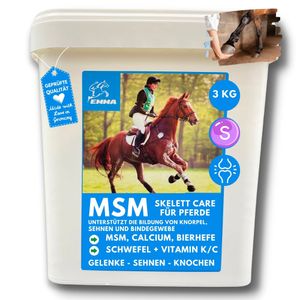 Skelett Care MSM Pulver + Kalzium hochdosiert für Knochen & Skelett für Pferd