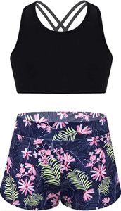 Mädchen Tankini Bikini Set Gr. 146-152 Cm Blumen Aufdruck Tank Top+Shorts Zweiteiler Badeanzug Bademode Set Kinder Beachwear Sport Mädchen Tankini Bikini Set Gr. 146-152 Cm Blumen Aufdruck Tank Top+Shorts Zweiteiler Badeanzug Bademode Set Kinder Beachwear Sport