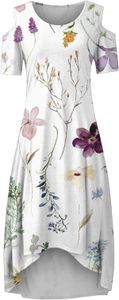 Lässiges Damenkleid mit Rundhalsausschnitt und asymmetrischem Saum – elegante Kurven, ideal für Brautjungfernkleider, C