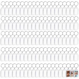 Kurtzy Schlüsselanhänger mit Foto (200 Stück) - Jeder Personalisierter Schlüsselanhänger Misst 5,4 x 3,4 cm - Durchsichtige Acryl Schlüsselanhänger Selber Machen - Bilderrahmen für Familie & Paare
