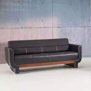 Sofa Schwarze Dreisitzer Couch Moderne Ledermöbel Büro JVmoebel