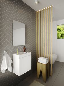 Súprava kúpeľňového nábytku Vanity unit 40 cm Umývadlo Zrkadlo predmontované bez úchytiek ALLIBERT