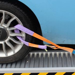 4x Spanngurte Autotransport Zurrgurt Radsicherung PKW KFZ Trailer Anhänger Verzurrsystem 2t 2to 2000 kg ORANGE