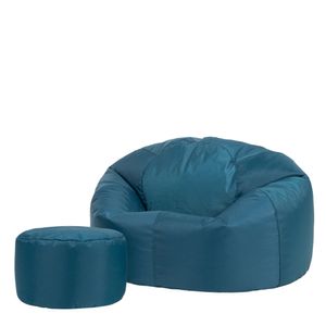 Bean Bag Bazaar Klassischer Sitzsack mit Hocker, 85cm x 50cm, Blaugrün, Sitzsack für Erwachsene Groß, Sitzsack mit Füllung, Indoor Outdoor Sitzkissen Wasserabweisend