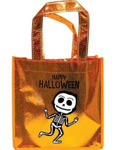 Funkelnde Halloween-Tasche mit Skelett-Motiv Süsses oder Saures Süssigkeiten-Tasche orange