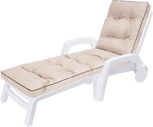 Auflagen für Deckchair, Liegenauflage, Gartenliege Auflage 201x55x8 cm Bequeme Polsterauflage für Sonnenliege, Liegestuhl, Kissen in Beige