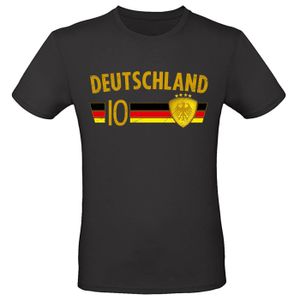 WM EM Fan Shirt Deutschland Europameisterschaft 100% Baumwolle T-Shirt Rundhals Fanartikel Alle Größen Herren Damen Fan-Shirt , Größe wählen:XL, Land wählen:Deutschland - schwarz gold