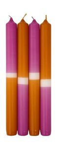 Leuchterkerzen Dip Dye Kerzen Pink / Aprikose, 250 x ? 23 mm, 4 Stück