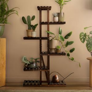 ML-Design Pflanzenregal mit 6 Ebenen, 75x27,5x140 cm, Braun, aus Holz ML-Design Pflanzenregal mit 6 Ebenen, 75x27,5x140 cm, Braun, aus Holz