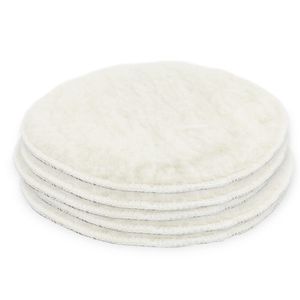 Bituxx 5x 180mm Polier Wollpads mit Klett Weiss MS-16090