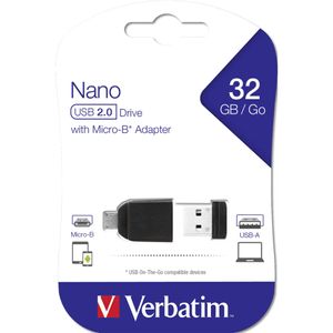USB-Stick  32GB Verbatim 2.0 Store'n Stay + OTG Adapter retail