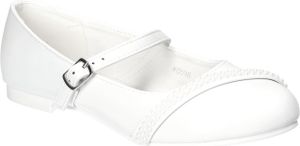 AMERICAN CLUB, KOM46, Kommunionschuhe, Formelle Schuhe, Elegante Ballerinas, Elegante Schuhe für Mädchen, Lederinnensohle, Schöne Kommunionschuhe, Weiß 35