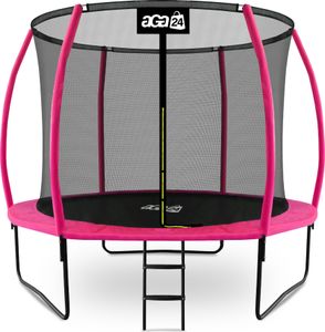 Aga SPORT EXCLUSIVE Trampolin, Kindertrampolin, Gartentrampolin mit Sicherheitsnetz 305 cm Rosa + Schutznetz + Leiter