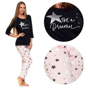 MORAJ Damen Schlafanzug Pyjama lang 2-Teiler Baumwolle Nachtanzug Pyjamahose - 5300-005 - XL