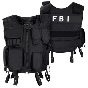 Black Snake® FBI Einsatzweste taktische Weste schwarz Paintball Softair Gotscha Brustschutz - XS/S - FBI