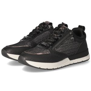 Tamaris Damen Sneaker Schnürschuh Halbschuh Reißverschluss 1-23732-41, Größe:37 EU, Farbe:Schwarz