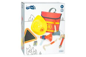 small foot Feuerwehrrucksack mit Zubehör, Feuerwehr-Spielzeug aus Holz fürs Rollenspiel, für Kinder ab 3 Jahren, 12361