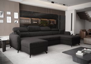 AX LIVING Ecksofa mit Schlaffunktion Ribella 5 U-Form 345 cm, Samt in Grafit