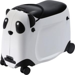 Panda Adventure Kinder Reisekoffer Trolley Kindertrolley Handgepäck Koffer mit Rollen und Sitz Schwarz MS-19857