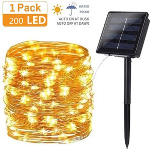 Solar Lichterketten 22m 200 LED Lichtschlauch 8 Modi Warmweiss Lichter fuer Party Garden Home Festival Decoratio