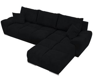 BroMARKT Ecksofa NUBES mit Schlaffunktion Bettkasten Kissen Couch Sofa L-Form, Graphit