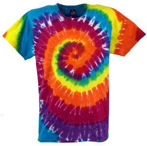 Regenbogen Batik T-Shirt, Herren Kurzarm Tie Dye Shirt - Spirale 2, Mehrfarbig, Baumwolle, Größe: XXL