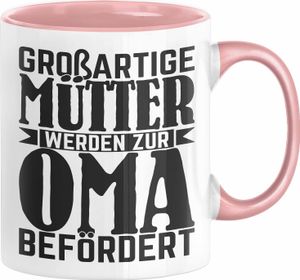 Oma Geschenk Tasse Beste Oma Geschenkidee Geburtstag Muttertag Großartige Mütter Werden Zur Oma Befördert (Rosa)