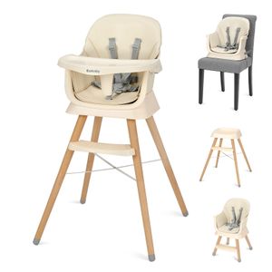Ezebaby Hochstuhl Baby Sitzerhöhung Kinderstuhl 6-in-1 Multfunktional Kinderhochstuhl Barhocker mit Tablett und 5-Punkt-Sicherheitsgurt Beige