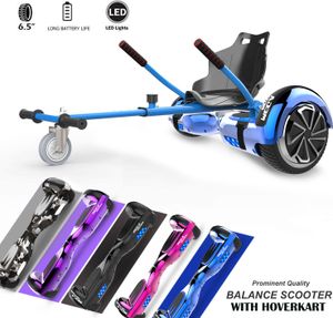 Hoverboards mit Sitz und Hoverkart Set 6,5 Zoll Elektro Skateboard für Kinder Hoverboards mit Bluetooth und LED-Lichtern Solider Sitz Spielzeug für Kinder