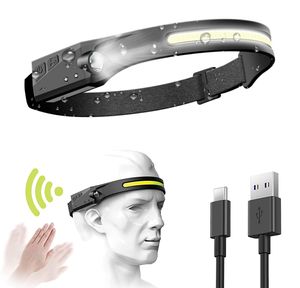 LED Stirnlampe USB Joggen Kopflampe Super Hell Wasserdicht Lauflampe mit Bewegungssensor für Laufen Wandern Angeln