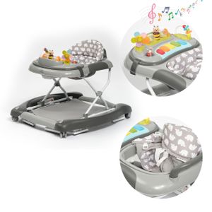 BRONEA 4in1 Gehfrei Baby Lauflernwagen Schaukel Lauflernhilfe Babywalker Grau