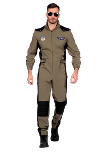 Herren Kostüm Overall Pilot Jagdflieger Jetpilot Kampfjet Army