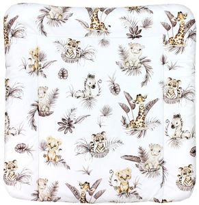 TupTam Baby Wickeltischauflage mit Baumwollbezug Gemustert, Farbe: Löwe/ Blätter/ Beige, Größe: 70 x 60 cm