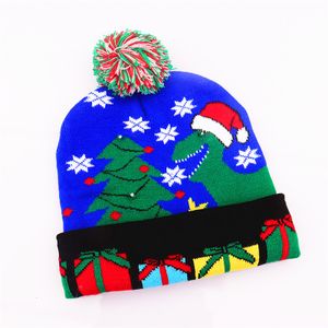 Vánoční klobouk s LED osvětlením Blikající režimy Pletený klobouk Dekorace Party Supplies, Dinosaurus