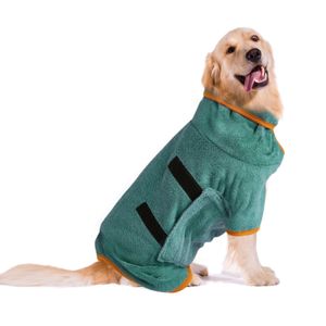 Hundebademantel Saugfähig Bademantel Hund mit Klettverschlüsse Mikrofaser Hundebademantel Grün,XL