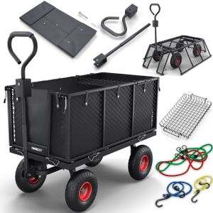 ONBEST Gitter Transportwagen | mit 12 Spanngummis | bis 550 kg | belastbar | 205L | klappbar | Wasserabweisende Innentasche
