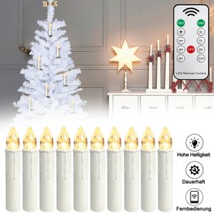 LZQ 20X Warmweiß Weinachten LED Kerzen Kabellose Weihnachtsbeleuchtung Flammenlose Lichterkette Weihnachtskerzen mit Batterie & Fernbedienung