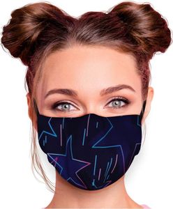 Mundschutz Maske in verschiedenen Farben Stoffmaske mit Motiv Mund- Nasenschutz mit wechselbarem Filter einstellbare Ohrbügel, Modell wählen:Sterne