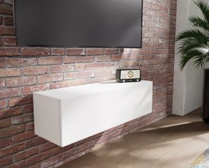 PLATAN ROOM Fernsehschrank TV-Lowboard 105 cm in Weiß Hängend Oder Stehend  Hängeboard Board Schrank für Wohnzimmer Wandschrank MATT