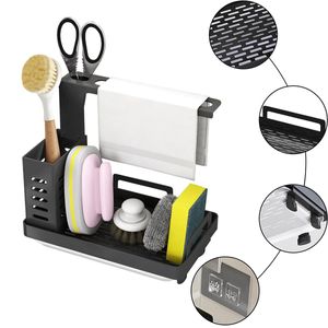 edelstahl abtropfhalter für spüle – praktischer organizer für schwämme, lappen und stahlwolle, sorgt für ordnung und schnelle trocknung in der küche.