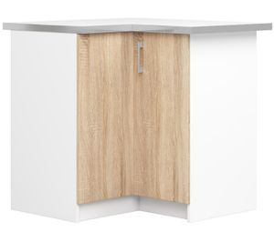 Küchenschrank AKORD LIMA S90 Weiß 84cm Front Sonoma-Eiche B84 x H85,5 x T44,5cm